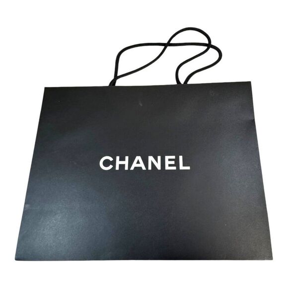 Chanel Black Shopping Bag With Rope Handles 17x13 Authentic Tote Gift Storage - Picture 1 of 5